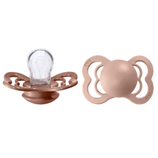 Produktfoto för BIBS Supreme Nappar Silicone Woodchuck/Blush strl. 1 (0-6 månader) 2-pack