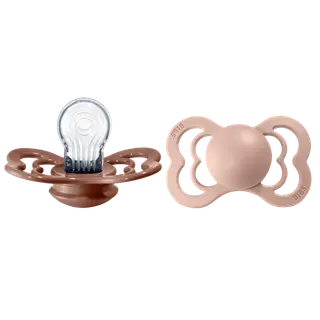 Produktfoto för BIBS Supreme Nappar Silicone Woodchuck/Blush strl. 2 (6-18 månader) 2-pack