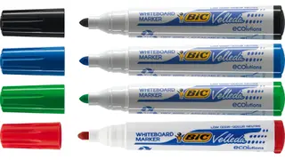Produktfoto för BIC® Whiteboardpenna Velleda® 1701, icke-permanent, ketonbaserat bläck, 2,5 mm, svart, röd, blå, grön