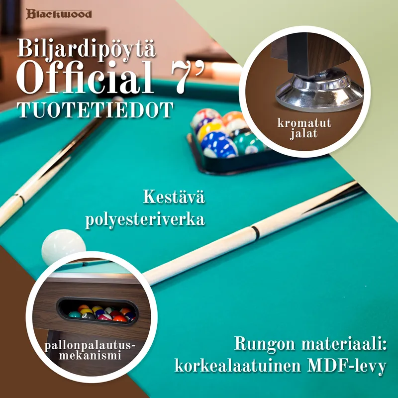Bild 2 för Biljardbord Blackwood Official 7’