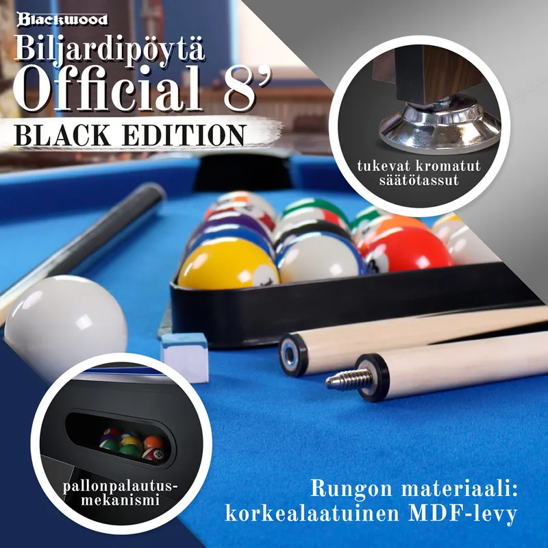 Bild 2 för Biljardbord Blackwood Official 8’ Svart