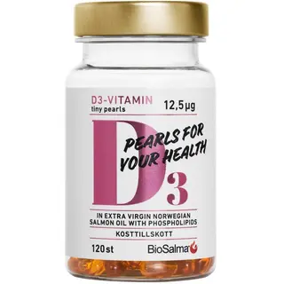 Produktfoto för BioSalma D3-vitamin 12,5µg tiny pearls 120 kapslar