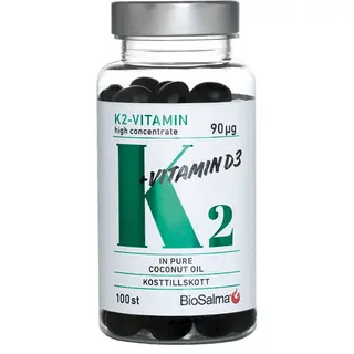 Produktfoto för BioSalma K2 90µg + D3-vitamin 25µg 100 kapslar