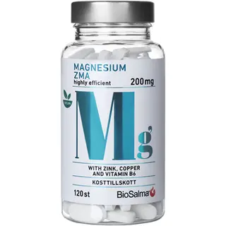 Produktfoto för BioSalma Magnesium 200mg + Zink, Koppar, B6 120 kapslar