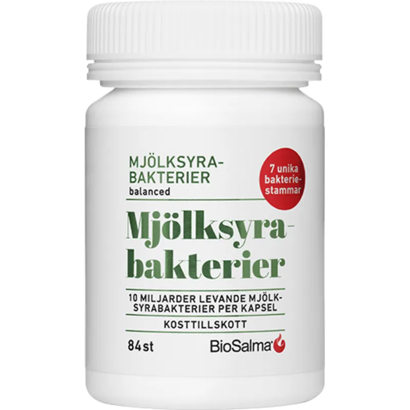 Bild 1 för BioSalma Mjölksyrabakterier 10 miljarder 7 stammar 84 kapslar