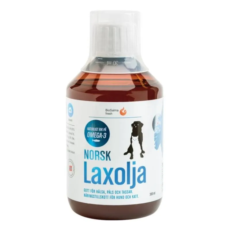 Bild 1 för BioSalma Norsk Laxolja för Hund & Katt 300 ml