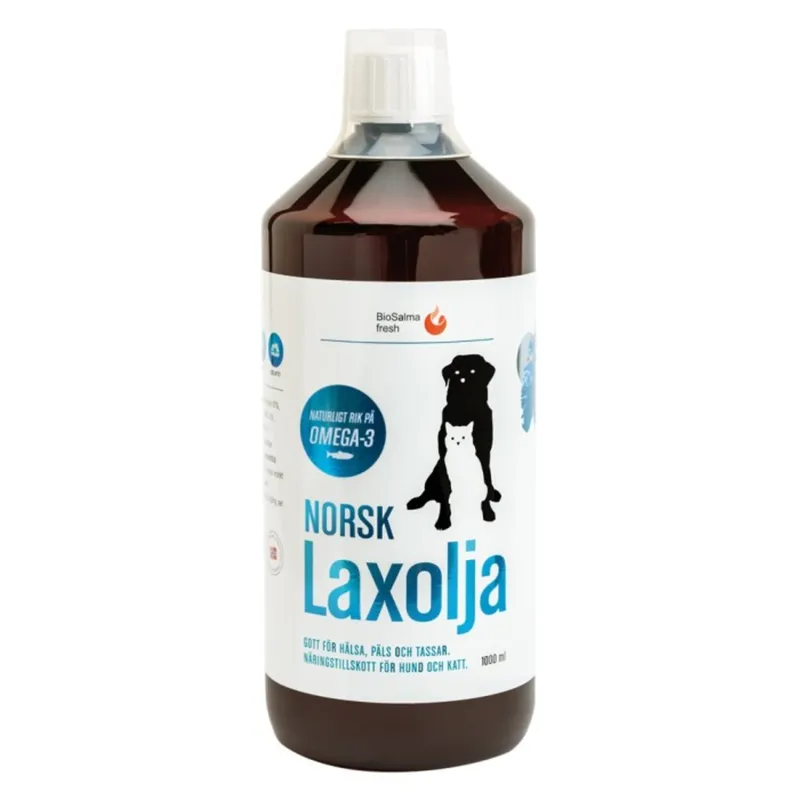 Bild 2 för BioSalma Norsk Laxolja för Hund och Katt 1000 ml