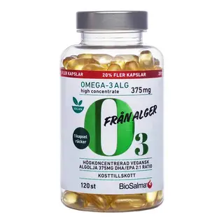 Produktfoto för BioSalma Omega-3 av Alg 375mg DHA/EPA 120 kapslar