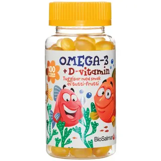 Produktfoto för BioSalma Omega-3 + D-vitamin tuggisar barn 100 st