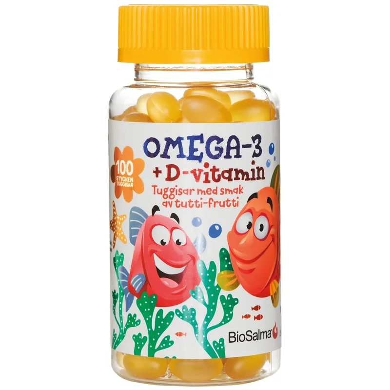 Bild 2 för BioSalma Omega-3 + D-vitamin tuggisar barn 100 st