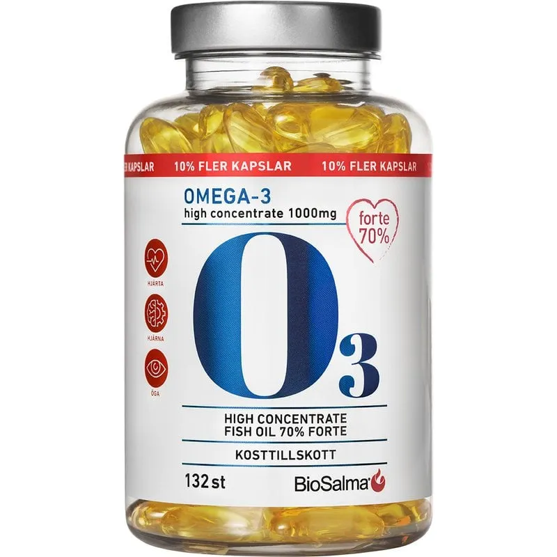 Bild 1 för BioSalma Omega-3 Forte 70% 1000 mg 132 kapslar