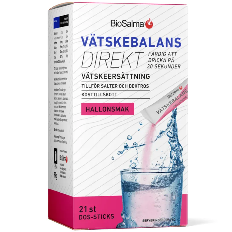 Bild 1 för BioSalma Vätskebalans Direkt Hallon 21 sticks