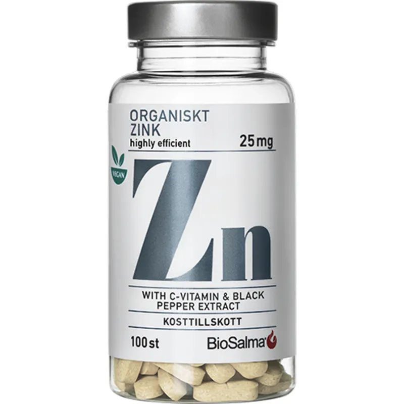 Bild 2 för BioSalma Zink 25mg +C-vitamin & Nypon 100 tabletter