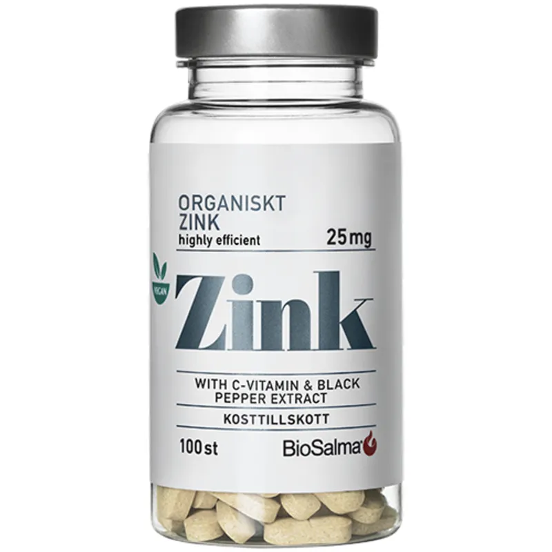 Bild 2 för BioSalma Zink 25mg +C-vitamin & Nypon 100 tabletter