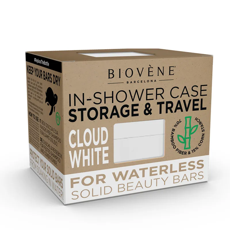 Bild 2 för Biovène Universal Bamboo In-Shower Case for Storage & Travel Cloud Whi