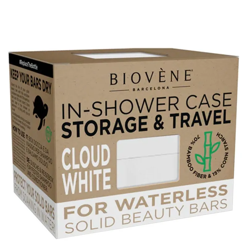 Bild 4 för Biovène Universal Bamboo In-Shower Case for Storage & Travel Cloud Whi