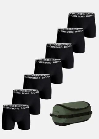 Produktfoto för Björn Borg Cotton Stretch Boxers + Wash Bag 7-pack Multi, XL