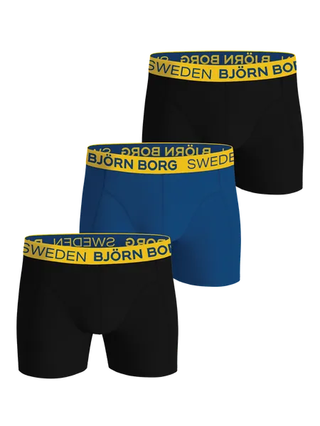 Bild 1 för Björn Borg Kalsonger 3P Cotton Stretch Boxers Sweden Svart/Blå bomull Small Herr