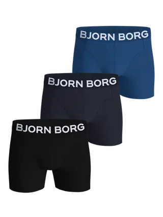 Produktfoto för Björn Borg Kalsonger 3P Organic Cotton stretch Boxer Svart/Blå XX-Large Herr