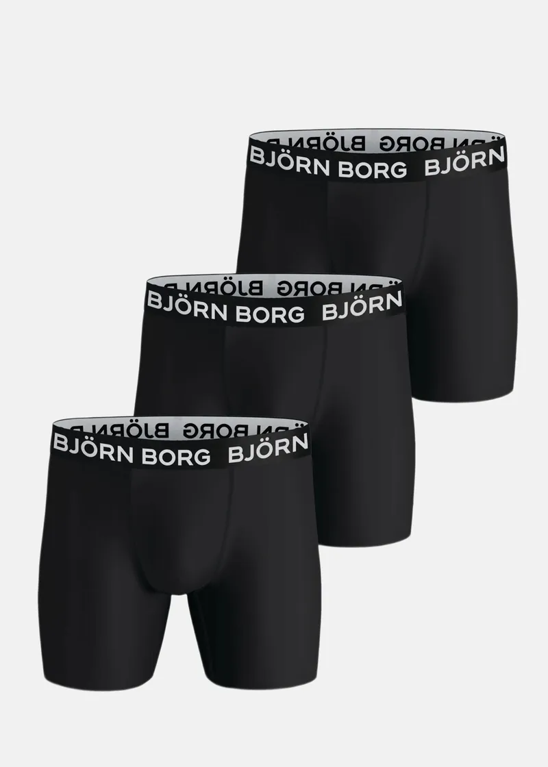 Bild 1 för Björn Borg Kalsonger 3P Performance Shorts 2203 Svart polyester Small Herr