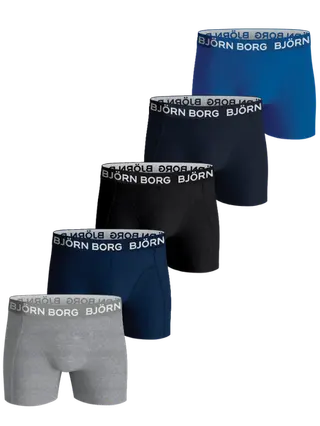 Produktfoto för Björn Borg Kalsonger 5P Cotton Stretch Shorts For Boys Blå/Grå bomull 122-128