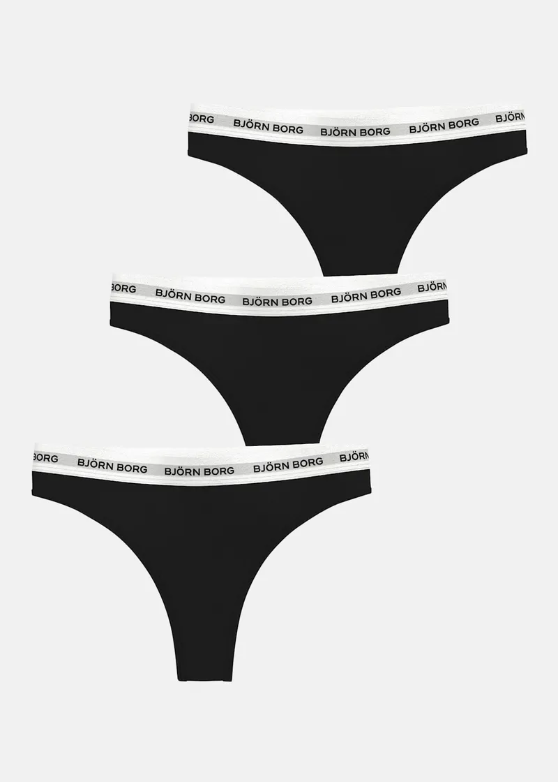 Bild 2 för Björn Borg Logo Thongs 3-pack Svart, XL