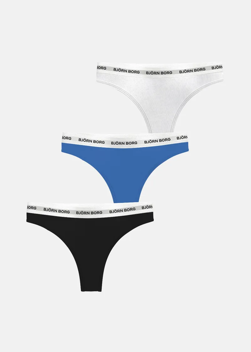 Bild 1 för Björn Borg Logo Thongs 3-pack Svart, XS