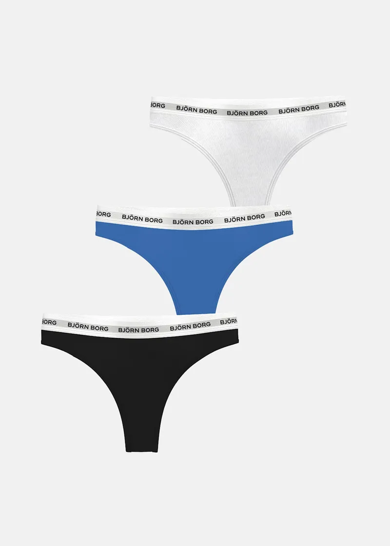 Bild 2 för Björn Borg Logo Thongs 3-pack Svart, XS