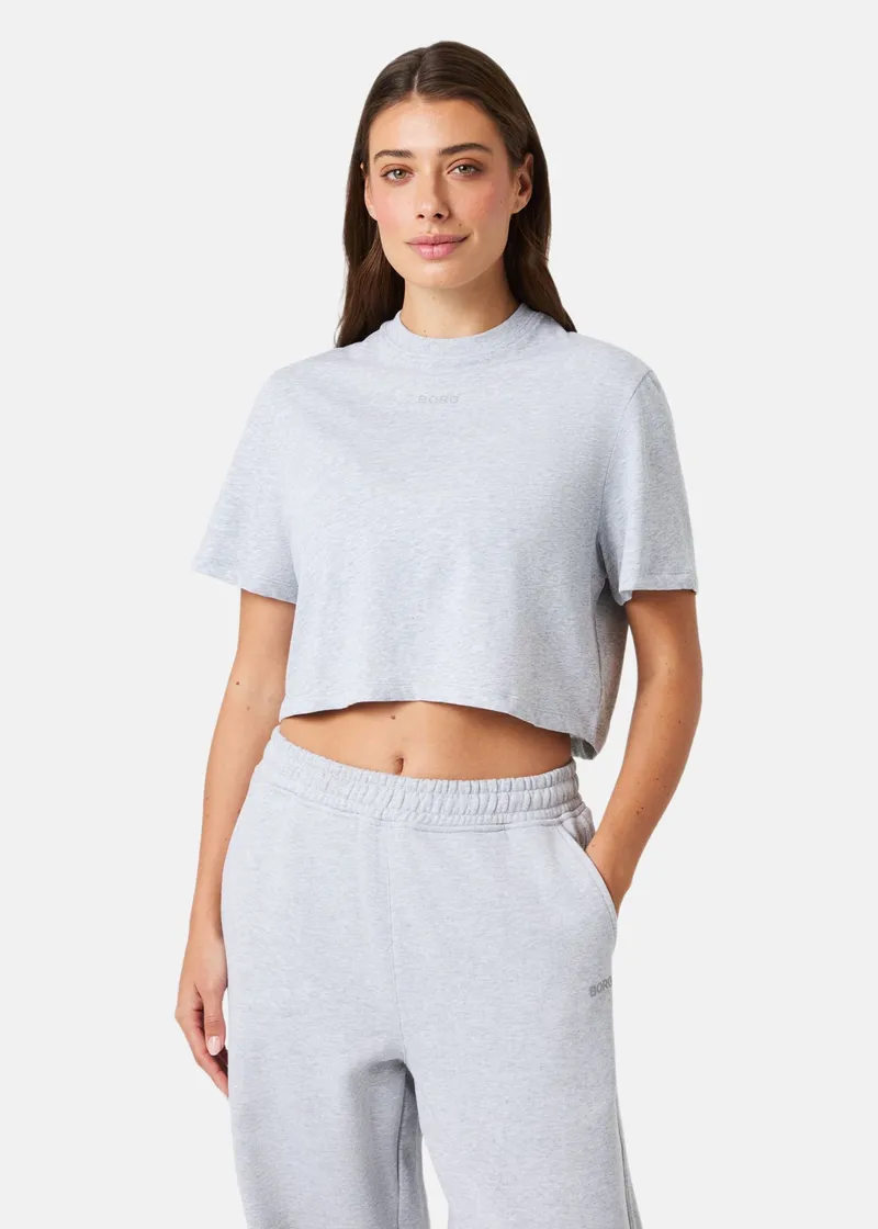 Bild 1 för Björn Borg Studio Oversized Cropped T-shirt Grå, S