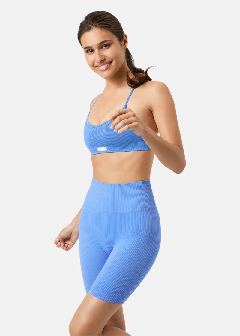 Bild 2 för Björn Borg Studio Seamless Ribbed Strap Bra Blå, M
