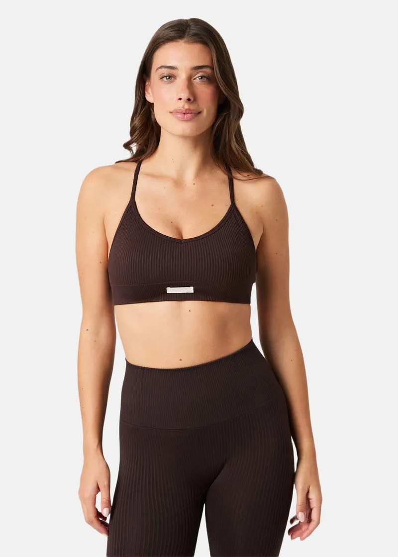 Bild 2 för Björn Borg Studio Seamless Ribbed Strap Bra Brun, XSS