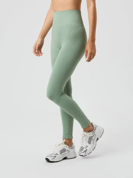 Bild 2 för Björn Borg Studio Seamless Ribbed Tights Grön, XL