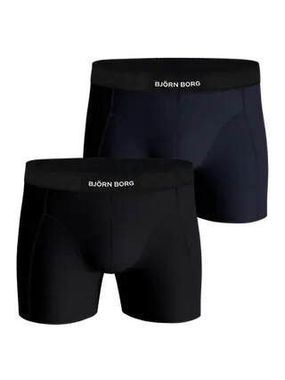 Produktfoto för Bjorn Borg Premium Cotton Stretch Boxer 1298 Kalsonger 2P Svart/Blå bomull Small Herr