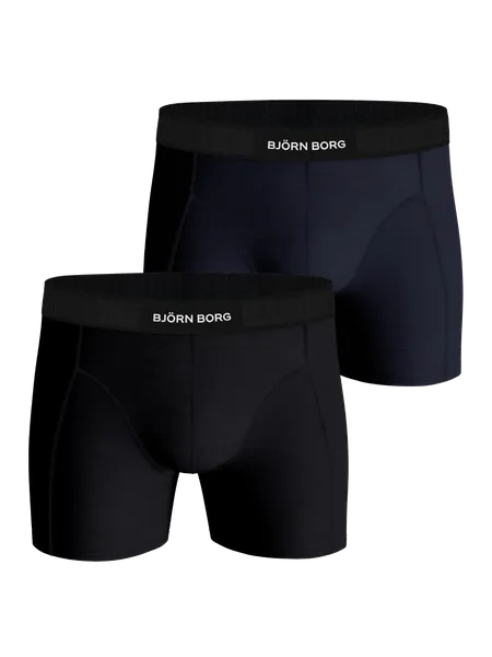 Bild 1 för Bjorn Borg Premium Cotton Stretch Boxer 1298 Kalsonger 2P Svart/Blå bomull Small Herr