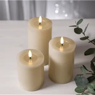 Produktfoto för Blockljus Flamme Flow Beige (Storlek: 7,5x12,5cm)