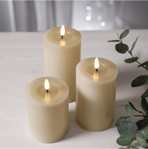 Bild 1 för Blockljus Flamme Flow Beige (Storlek: 7,5x15cm)