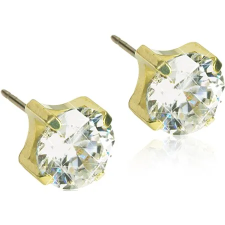 Bild 1 för Blomdahl Golden Titanium Tiffany CZ White 4 mm