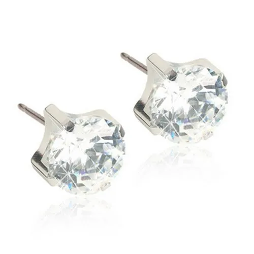Bild 2 för Blomdahl Golden Titanium Tiffany CZ White 4 mm