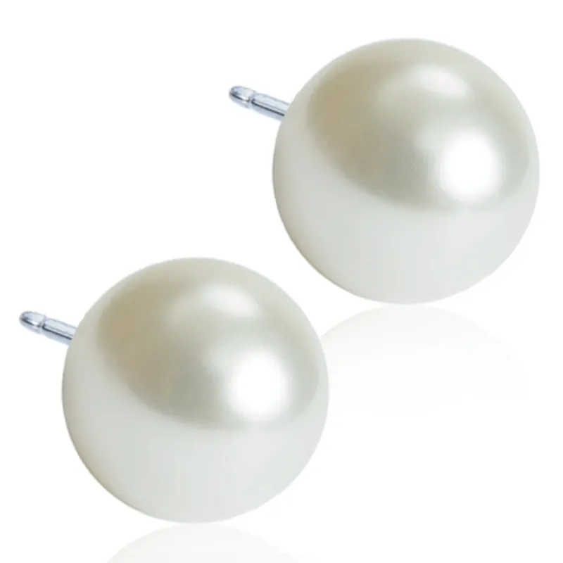 Bild 2 för Blomdahl Natural Titanium White Pearl Vit 10 mm
