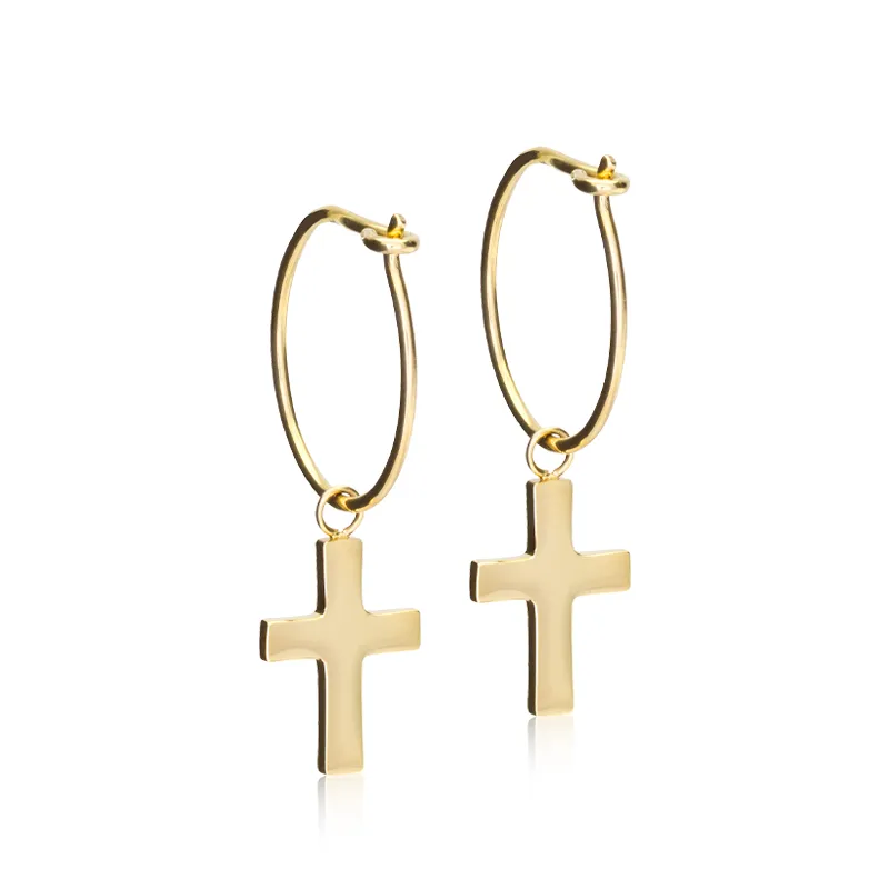Bild 1 för Blomdahl örhängen Blomdahl GT Ear Ring 14 mm, Pendant Cross 11 mm