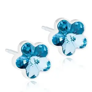 Produktfoto för Blomdahl örhängen Blomdahl MP Flower 6 mm Aquamarine 1 par