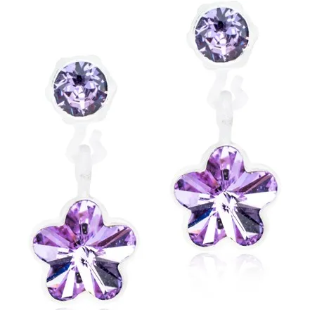 Alternativ bild 0 för Blomdahl örhängen Blomdahl MP Pendant Flower 4/6 mm Violet 1 par