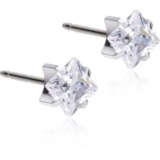 Produktfoto för Blomdahl Silver Titanium Tiffany Edge CZ White 5 mm