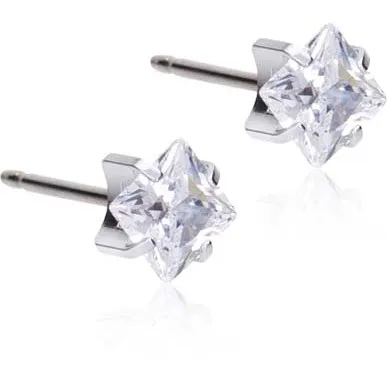 Bild 1 för Blomdahl Silver Titanium Tiffany Edge CZ White 5 mm