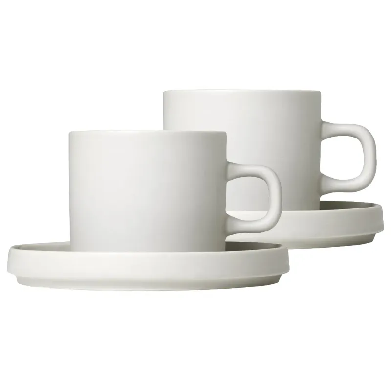 Alternativ bild 0 för Blomus - Set of 2 Coffee Cups - 4 pcs. - Pilar - Kopp - Moonbeam - H: 7 x W: 11 x Ø: 8 cm, V: 200 ml