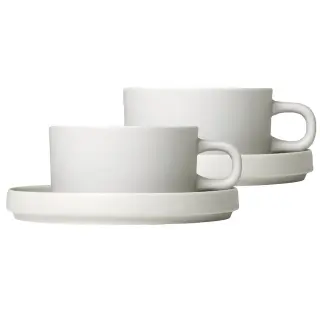 Produktfoto för Blomus - Set of 2 tea cups - 4 pcs. - Pilar - Kopp - Moonbeam - H: 5 x W: 12 x Ø: 9 cm, V: 170 ml