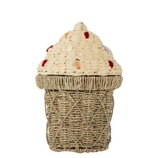 Produktfoto för BLOOMINGVILLE MINI Cilliekorg med lock, Natur, Sj&ouml;gr&auml;s (D28xH41 cm)