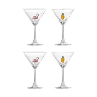Produktfoto för Bloomingville Misa cocktailglas 17 cl 4 delar Clear-flamingo, clear-pineapple
