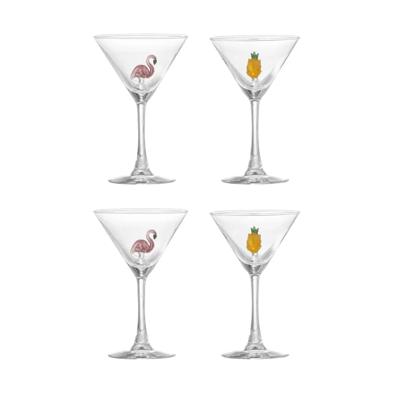 Alternativ bild 0 för Bloomingville Misa cocktailglas 17 cl 4 delar Clear-flamingo, clear-pineapple