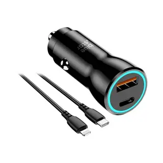 Produktfoto för Blue Star Billaddare 25W USB C + Kabel USB-C Till Lightning - Svart